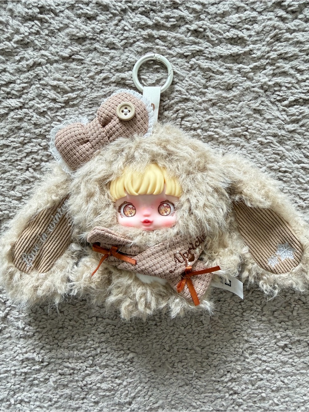 Yomi Warm Winter Caramel Bunny Plush Keychain | Rotatable Eyes
